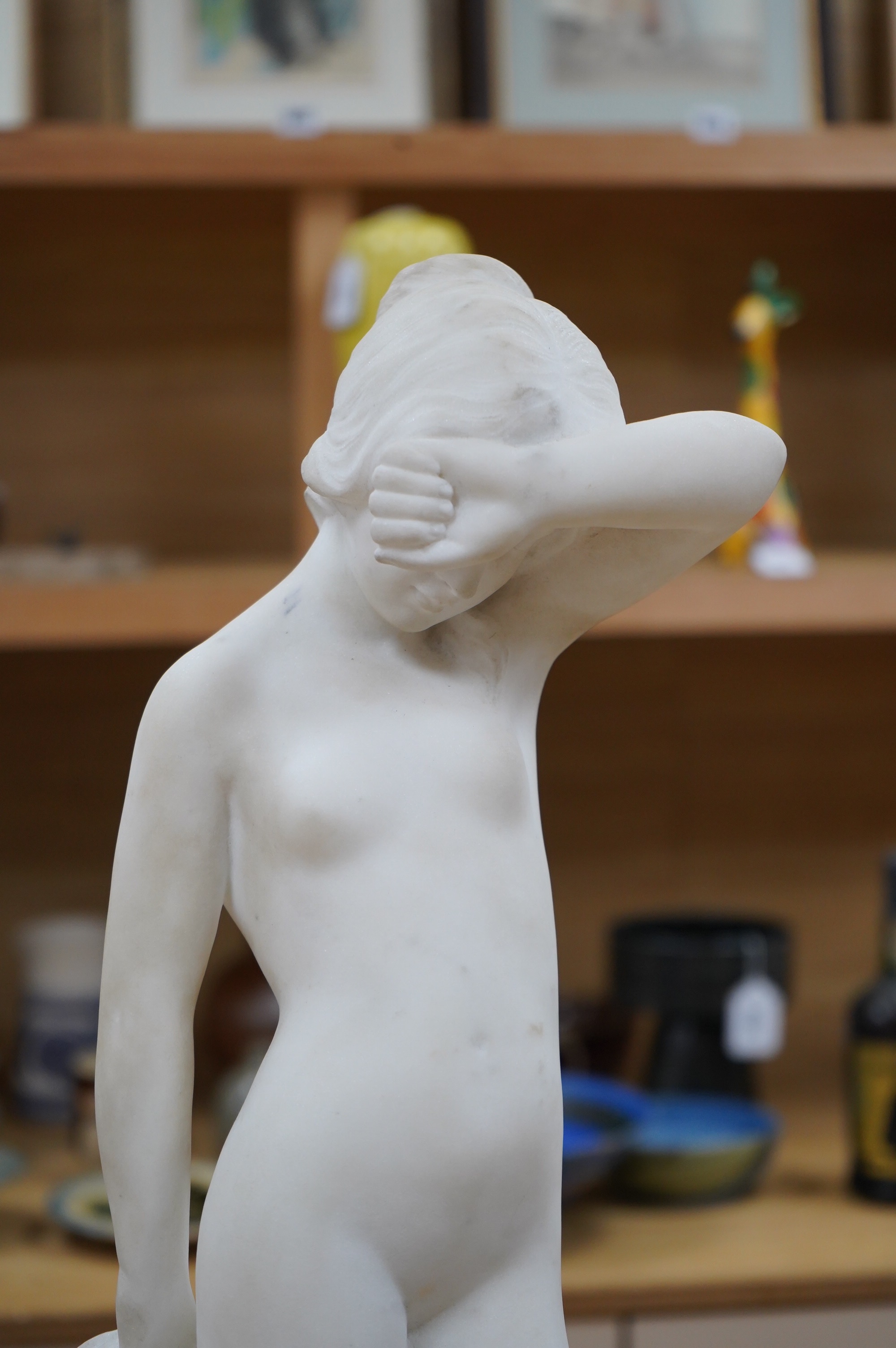 Lenhoir. A Carrara marble figure of a standing maiden, signed, 64cm high. Condition - fair to good